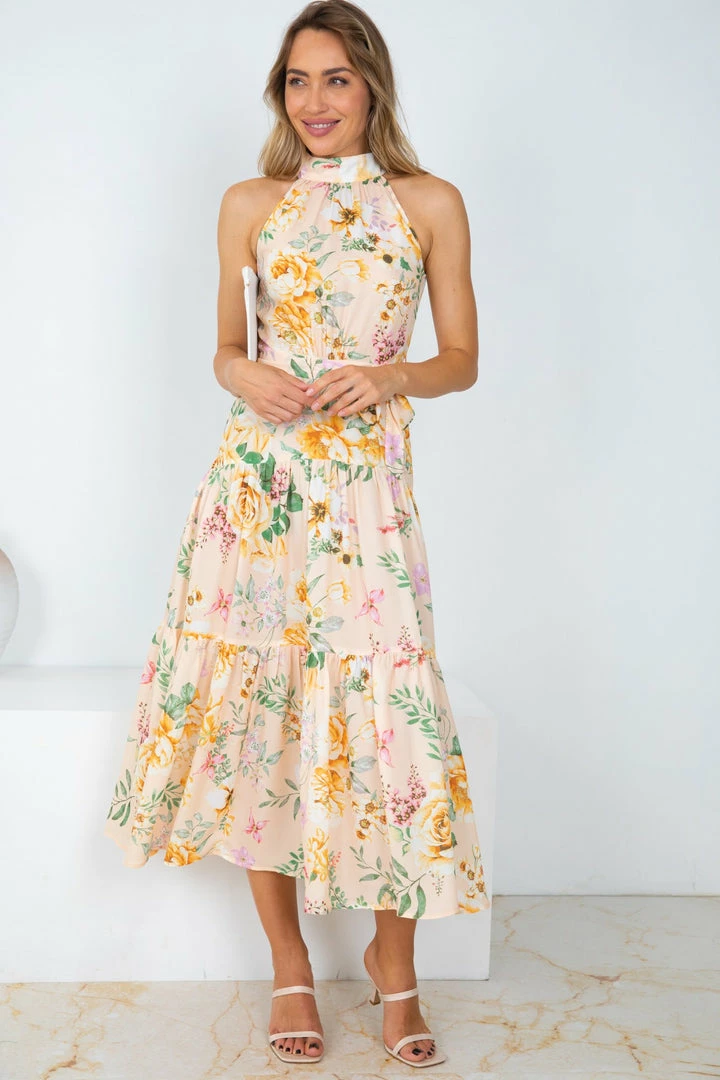 Qtrend Fashion PTY LTD Tobi Dress - Peach Floral CLOTHING 3 Qtrend Fashion PTY LTD Tobi Dress - Peach Floral CLOTHING