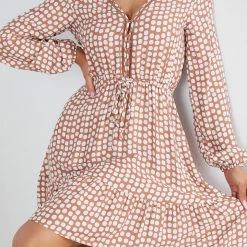 Miracle Fashion Tumanna Dress - Tan Spot 12 Miracle Fashion Tumanna Dress - Tan Spot