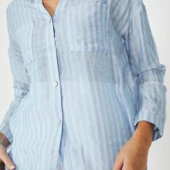 Into Fashion CLOTHING Verga Top - Blue Stripe