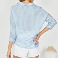 Into Fashion CLOTHING Verga Top - Blue Stripe