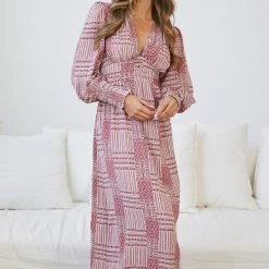 Dream House Vivianne Dress - Burgundy Print CLOTHING 13 Dream House Vivianne Dress - Burgundy Print CLOTHING
