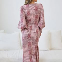 Dream House Vivianne Dress - Burgundy Print CLOTHING