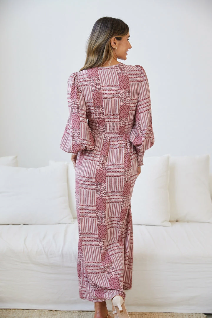 Dream House Vivianne Dress - Burgundy Print CLOTHING 4 Dream House Vivianne Dress - Burgundy Print CLOTHING