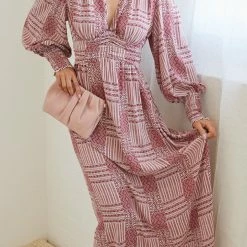 Dream House Vivianne Dress - Burgundy Print CLOTHING 12 Dream House Vivianne Dress - Burgundy Print CLOTHING