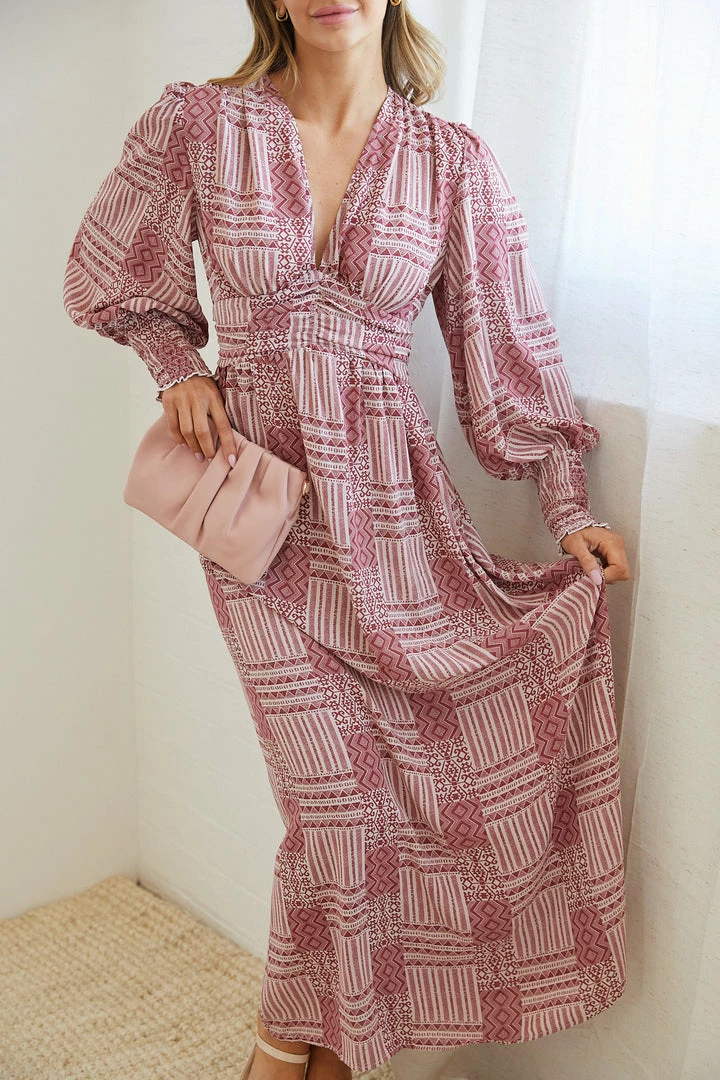 Dream House Vivianne Dress - Burgundy Print CLOTHING 6 Dream House Vivianne Dress - Burgundy Print CLOTHING