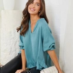 Miracle Fashion Viviette Blouse - Green