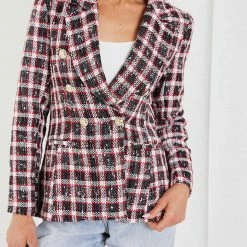 White Closet Winfrey Blazer - Red Check CLOTHING 13 White Closet Winfrey Blazer - Red Check CLOTHING