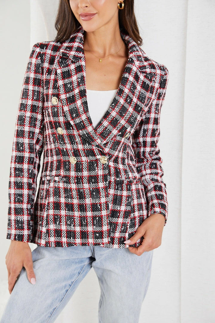 White Closet Winfrey Blazer - Red Check CLOTHING 7 White Closet Winfrey Blazer - Red Check CLOTHING