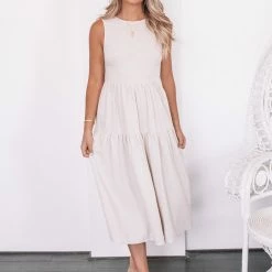 Qtrend Fashion PTY LTD Winslove Dress - Beige CLOTHING 8 Qtrend Fashion PTY LTD Winslove Dress - Beige CLOTHING