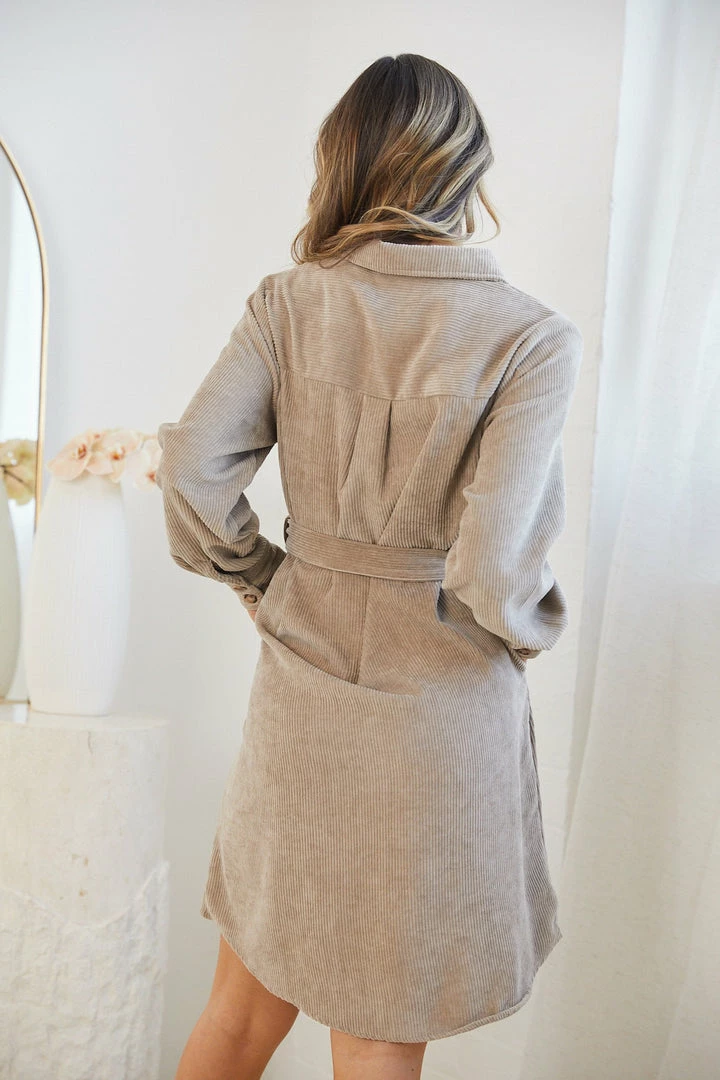 Desire CLOTHING Wrenley Shirt Dress - Beige 4 Desire CLOTHING Wrenley Shirt Dress - Beige