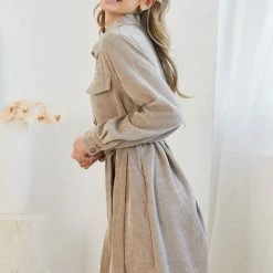 Desire CLOTHING Wrenley Shirt Dress - Beige 11 Desire CLOTHING Wrenley Shirt Dress - Beige