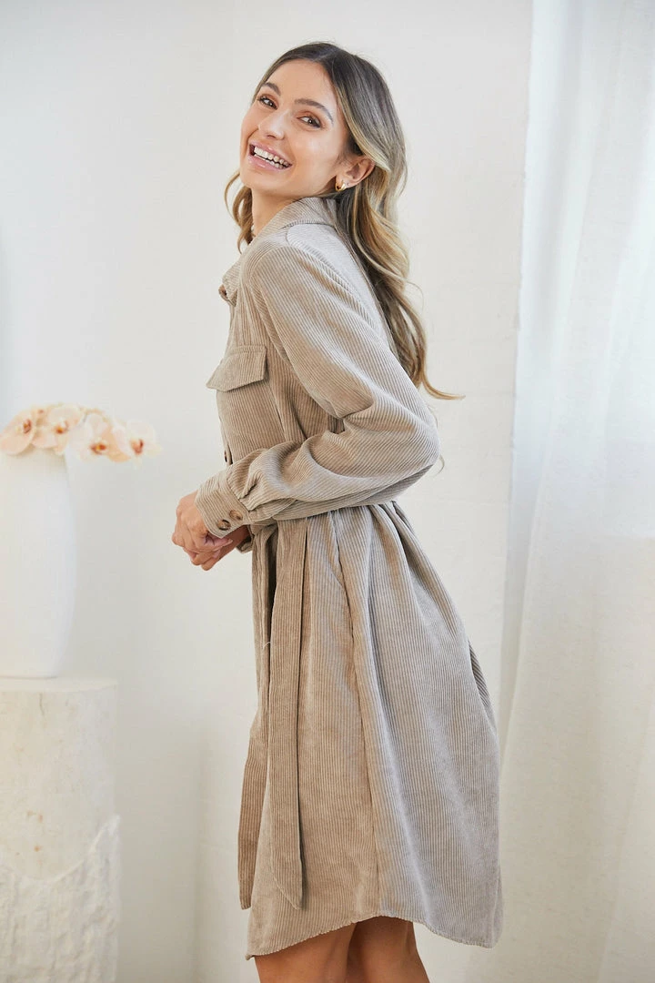 Desire CLOTHING Wrenley Shirt Dress - Beige 5 Desire CLOTHING Wrenley Shirt Dress - Beige