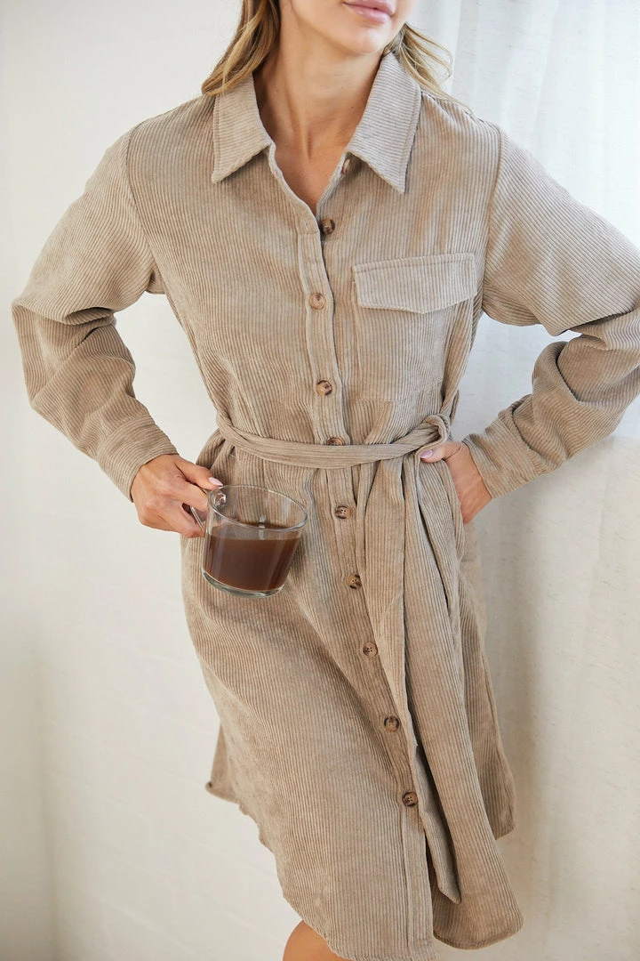 Desire CLOTHING Wrenley Shirt Dress - Beige 6 Desire CLOTHING Wrenley Shirt Dress - Beige