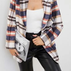 Pink Diamond Yaellise Blazer - Cream Check CLOTHING