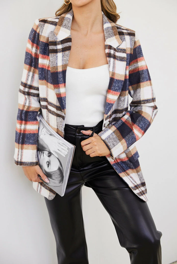 Pink Diamond Yaellise Blazer - Cream Check CLOTHING 3 Pink Diamond Yaellise Blazer - Cream Check CLOTHING