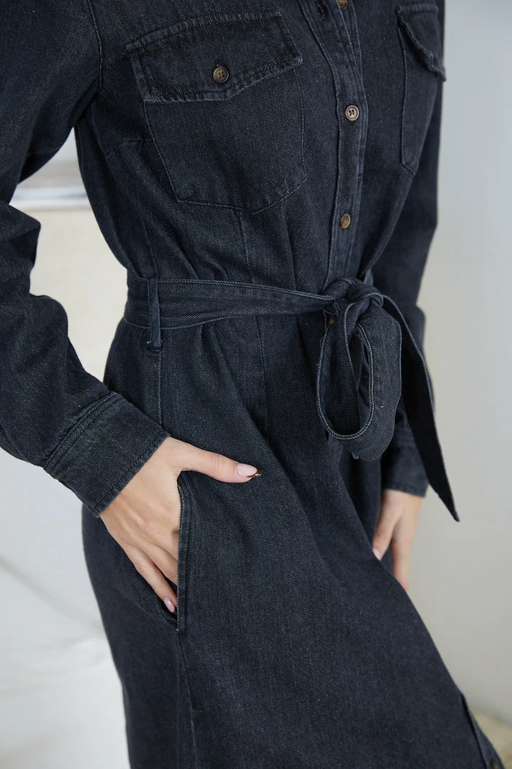 Sunny Girl Yedda Dress - Black Denim CLOTHING 9 Sunny Girl Yedda Dress - Black Denim CLOTHING