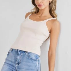 Qtrend Fashion PTY LTD Yolonda Singlet - Beige CLOTHING
