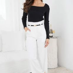 Pink Diamond Yoweena Knit Top - Black