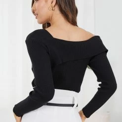 Pink Diamond Yoweena Knit Top - Black