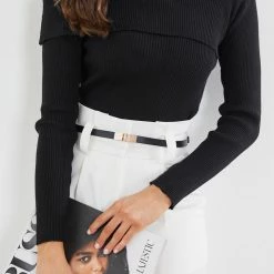 Pink Diamond Yoweena Knit Top - Black