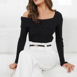 Pink Diamond Yoweena Knit Top - Black