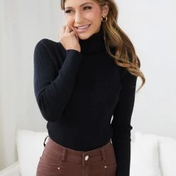 Qtrend Fashion PTY LTD Zeruah Knit Top - Black