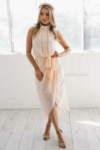 Esther Luxe Amaryllis Dress - Soft Peach CLOTHING 6 Esther Luxe Amaryllis Dress - Soft Peach CLOTHING