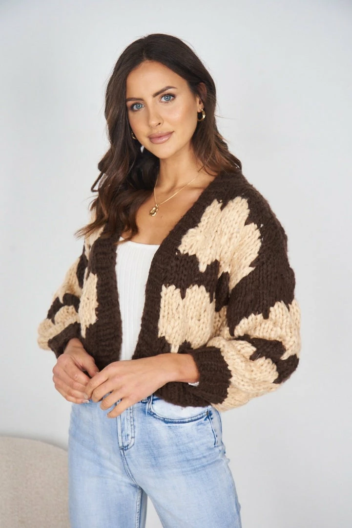 Qtrend Fashion PTY LTD Annibal Cardigan - Chocolate Multi 3 Qtrend Fashion PTY LTD Annibal Cardigan - Chocolate Multi