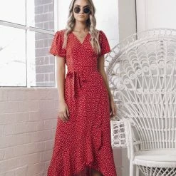 Style Box Anthem Dress - Red Print CLOTHING