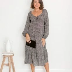 Style Box CLOTHING Arrosa Dress - Black Floral