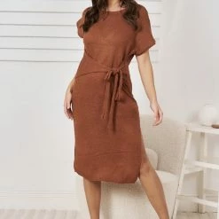 Evermore Fashion Charlene Dress - Chocolate CLOTHING