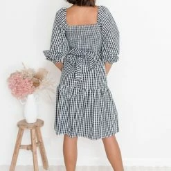 Pink Diamond Charo Dress - Black Gingham