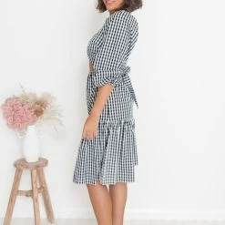 Pink Diamond Charo Dress - Black Gingham
