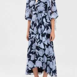 KEEPSAKE THE LABEL CLOTHING Title Midi Dress - Midnight Stencil Floral
