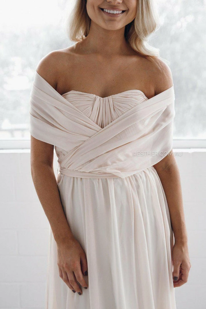 Esther Luxe Dahila Multi-Way Maxi Dress - Soft Peach CLOTHING 20 Esther Luxe Dahila Multi-Way Maxi Dress - Soft Peach CLOTHING