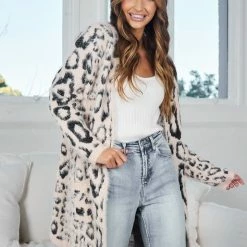 Miracle Fashion Delma Cardigan - Light Pink Print