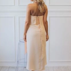 Esther Luxe Fleur Strapless Dress - Apricot CLOTHING