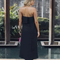 Esther Luxe Fleur Strapless Dress | Black CLOTHING