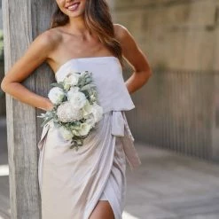 Esther Luxe Fleur Strapless Dress - Champagne