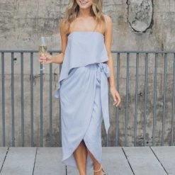 Esther Luxe CLOTHING Fleur Strapless Dress - Silver