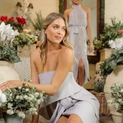 Esther Luxe CLOTHING Fleur Strapless Dress - Silver