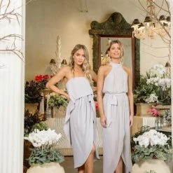 Esther Luxe CLOTHING Fleur Strapless Dress - Silver