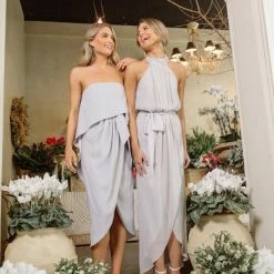 Esther Luxe CLOTHING Fleur Strapless Dress - Silver