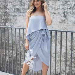 Esther Luxe CLOTHING Fleur Strapless Dress - Silver