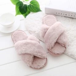 Alibaba Fluffy Slippers - Dusty Blush