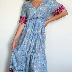 Pink Diamond Hera Dress - Blue Print