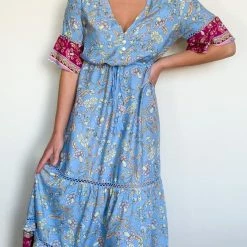Pink Diamond Hera Dress - Blue Print
