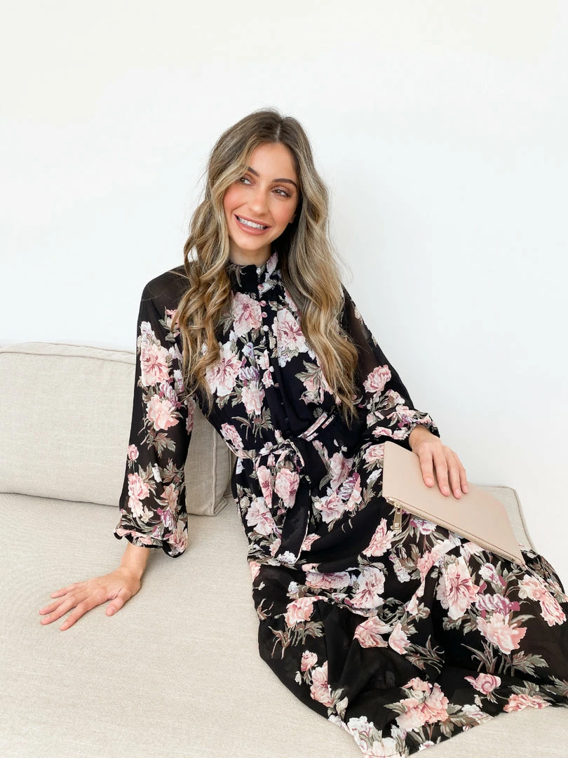 CSA (Lorraine Designs) CLOTHING Almira Dress - Black Print 4 CSA (Lorraine Designs) CLOTHING Almira Dress - Black Print