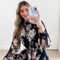 CSA (Lorraine Designs) CLOTHING Almira Dress - Black Print 10 CSA (Lorraine Designs) CLOTHING Almira Dress - Black Print