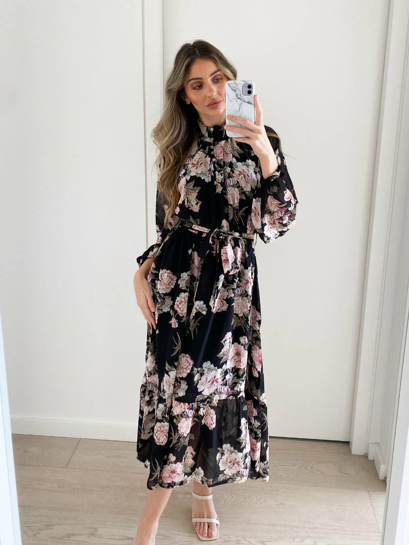 CSA (Lorraine Designs) CLOTHING Almira Dress - Black Print 3 CSA (Lorraine Designs) CLOTHING Almira Dress - Black Print